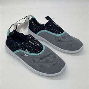 NWT Speedo Adult Women's Small 5/6 Water Shoes Black Gray Turquoise
